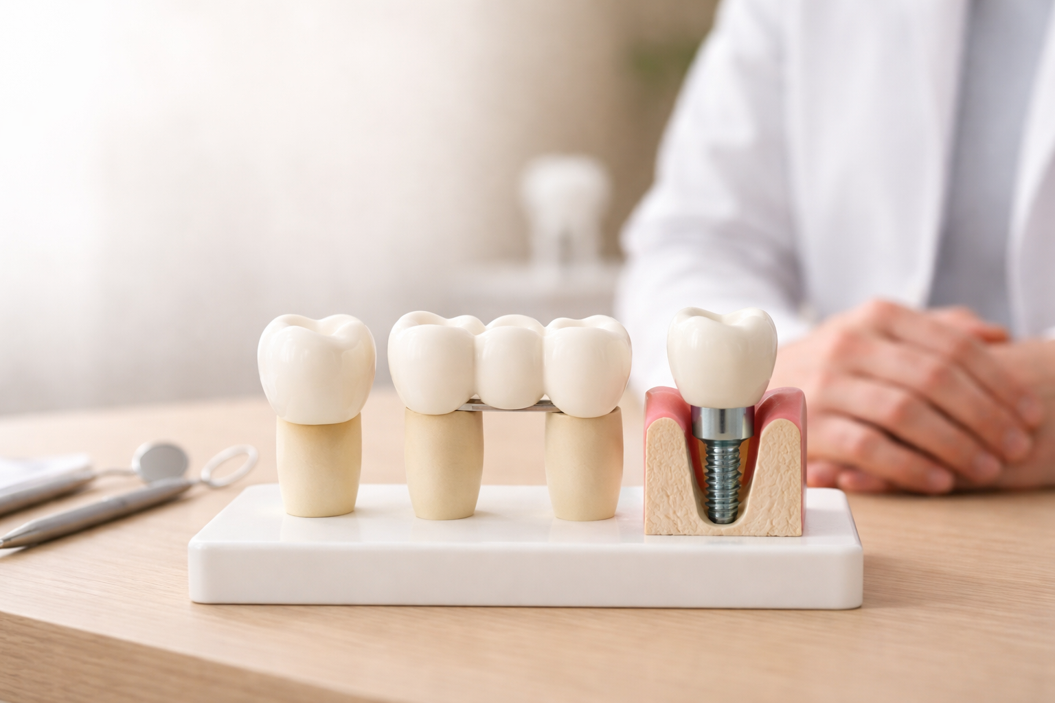 Zahnersatz im Vergleich: Krone, Brücke oder Implantat?